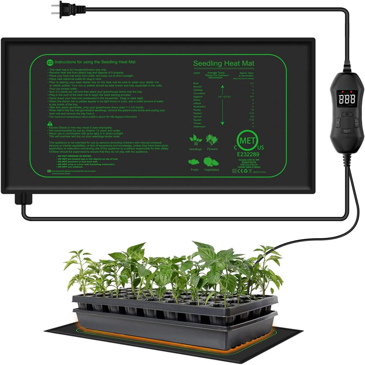 Seedling Heat Mat - بساط تسخين للشتلات مع ترموستات رقمي،